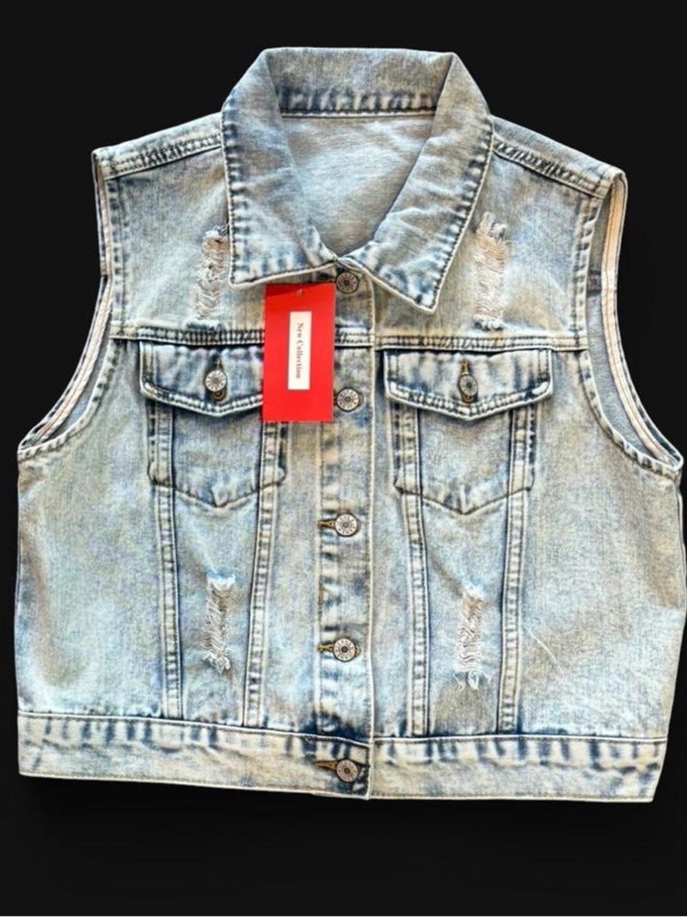 LifeShe Women's Distressed Denim Vest~Size M